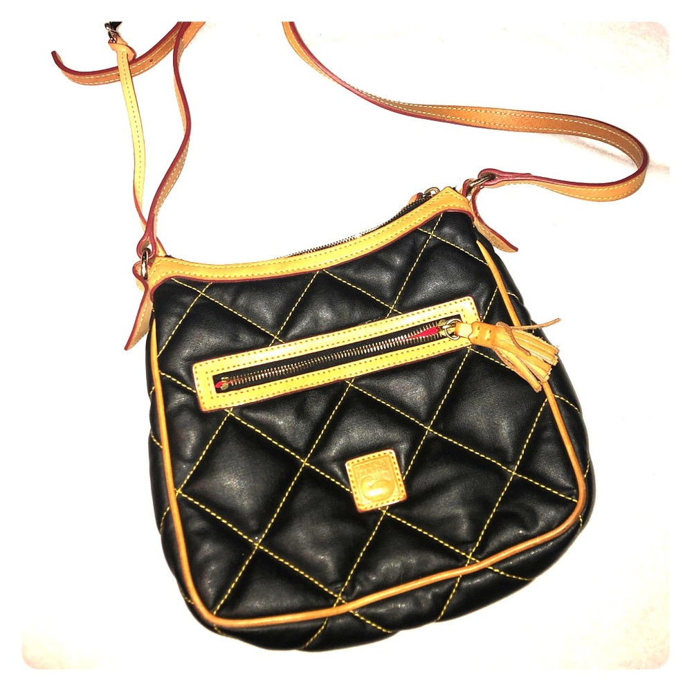 Dooney & Bourke Black and Tan Quilted Shoulder Bag